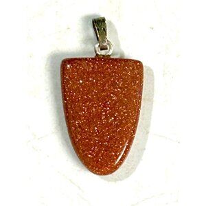 NEW Golden Sandstone Burnt Orange Rust Brown Sparkle Pendant 3/4” x 1/2” inch